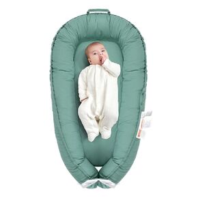 Baby Lounger for Newborn, Infant Lounger for 0-24 Months, Co Sleeper for Girls Boys, 100% Cotton Soft Adjustable Baby Floor Seat for Travel, Portable Baby Nest Lounger(Green)