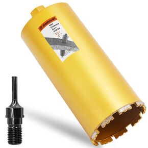 6 1/4" Wet Core Drill Bit & 1/2" Hex Shank Drill Adapter - 6.25" Diameter Core Bits for Concrete, 14" Drilling Depth, 1-1/4"-7 Thread Diamond Core Bit for Cured Concrete, Masonry, Brick