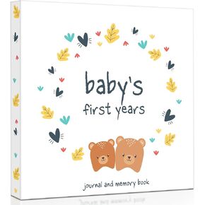 Baby Memory Book, The Story of You, Paper Material with Double Golden Spiral, Neutral Colors, 8x10 inches, White