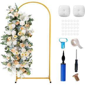 Ascoza Metal Arch Backdrop Stand 6FT Gold Wedding Arch Backdrop Stand Balloon Arched Frame for Birthday Party Wedding Baby Shower Graduation Ceremony Decoration
