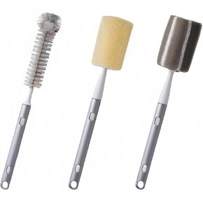 3-Pack Brushes for Pipes Long Handled.extendable Handle, Water Pipe Brush,Tube Brush,Lab Brush,Nylon Brush, Sponge Brush, scouring pad Brush for Water Pipe, Water Cups, Water Bottles