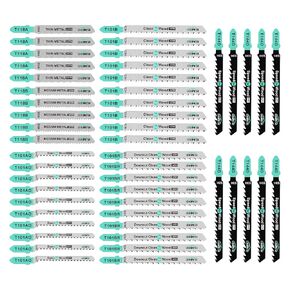 50 PCS Contractor Jigsaw Blades Set - Assorted T-Shank Jig Saw Blades for Wood, Plastic and Metal Cutting