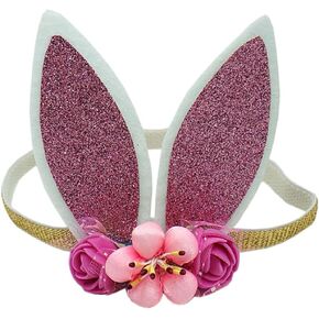 Easter Baby Girls Bunny Rabbit Ear Headbands with Flower Hair Band Easter Day Baby Headband ZHB35