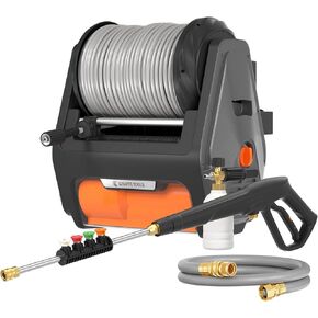 Giraffe Tools Grandfalls Pressure Washer, Max 2900 PSI, 2.2 GPM Electric Wall Mounted Power Washer with 100ft Retractable Hose, Foam Cannon, 4-Nozzles for Car/Driveways/Patios
