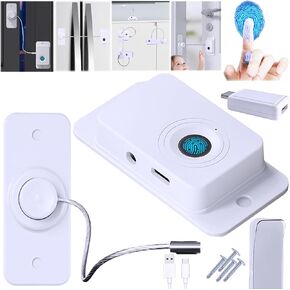 Fingerprint Refrigerator Cable Lock Childproof for Filing Cabinet Door Drawer Freezer, 90 Degree Window Locks French Fridge Latch RV Furniture Anchors Anti Tip, Adhesive/Drill, w/USB Key