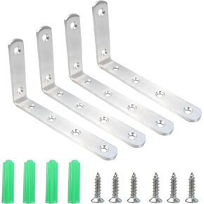 4pcs L Bracket Corner Brace ، قوس زاوية من الفولاذ المقاوم للصدأ ، قوس الزاوية اليمنى الثقيلة لدرج كرسي الأثاث الخشبي (3 بوصة*5 بوصة)