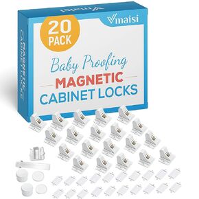 20 Locks Magnetic Cabinet Locks - 5 Magnet keys bundle Baby Proofing Safety Child Locks