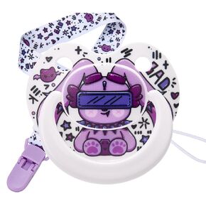 Pacifier الحجم الكبار لطيف: درع كبير باسيي للقلق مع مقطع الخفافيش - Bad Rock Bunny Binky لمرض التوحد مع Case - أرنب حلمة السيليكون الناعمة للنوم