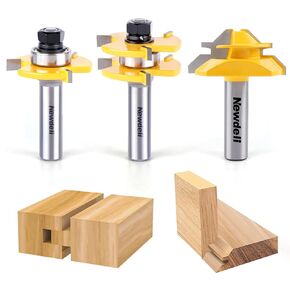 Newdeli 2Pcs Tongue and Groove Router Bit Set & 45 Degree Lock Miter Router bit 1/2 Inch Shank 3/4 Stock Joint Router Bits for Professional and Beginner Carpenters