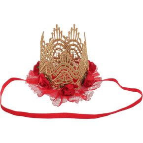 ABOOFAN Princess Baby Birthday First Birthday Decorations for Girl 1st Birthday Flower 1st Birthday Headband Baby Girl Baby First Birthday Baby Hair Accessories Baby Crown Pet Hat Newborn