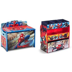 Delta Children Deluxe Toy Box, Spider-Man & Multi-Bin Toy Organizer, Marvel Spider-Man