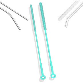 Reusable Silicone Straw Brush, Extra Long, Flexible, Straw Cleaner, Pipe Cleaners, 6mm & 8mm, 2 Pack