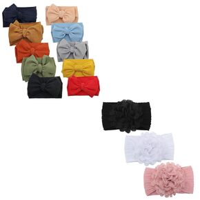 KIDOCHEESE 13 PCS Baby Headbands Baby Girls Nylon Headbands Elastics Hair Bows Hairbands for Newborn Infant Toddlers Kids