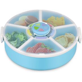 مجموعة Snack Spinner للأطفال-2 عبوات ، تشمل حاوية الوجبات الخفيفة الدوارة وصندوق الوجبات الخفيفة الكلاسيكية المقطوعة ، خالية من BPA ، غسالة أطباق آمنة ، مثالية للسفر ، الأزرق