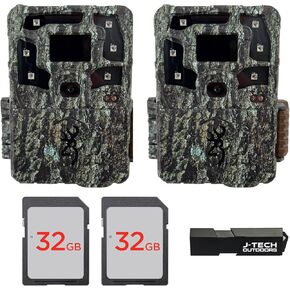 Browning Strike Force Pro X 1080 Trail Game Camera Bundle Includes 32GB Memory Cards and J-TECH Card Reader (24MP) 2 Pack | BTC5PX1080