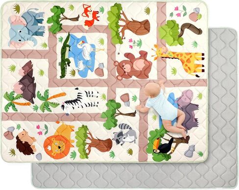 Baby Play Mat for Floor 59 * 71 inch, Extra Thick Soft Cushioning Foam Mat for Kids, Non Slip & Washable Crawling Mat for Toddler, Padded Play Mat for Baby Tummy Time in Saudi Arabia