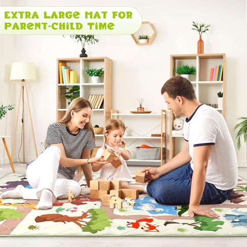 Baby Play Mat for Floor 59 * 71 inch, Extra Thick Soft Cushioning Foam Mat for Kids, Non Slip & Washable Crawling Mat for Toddler, Padded Play Mat for Baby Tummy Time in Saudi Arabia