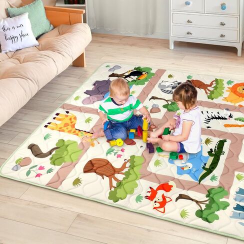 Baby Play Mat for Floor 59 * 71 inch, Extra Thick Soft Cushioning Foam Mat for Kids, Non Slip & Washable Crawling Mat for Toddler, Padded Play Mat for Baby Tummy Time in Saudi Arabia