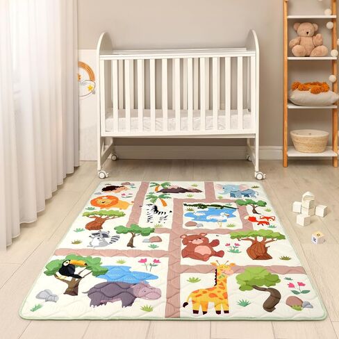 Baby Play Mat for Floor 59 * 71 inch, Extra Thick Soft Cushioning Foam Mat for Kids, Non Slip & Washable Crawling Mat for Toddler, Padded Play Mat for Baby Tummy Time in Saudi Arabia