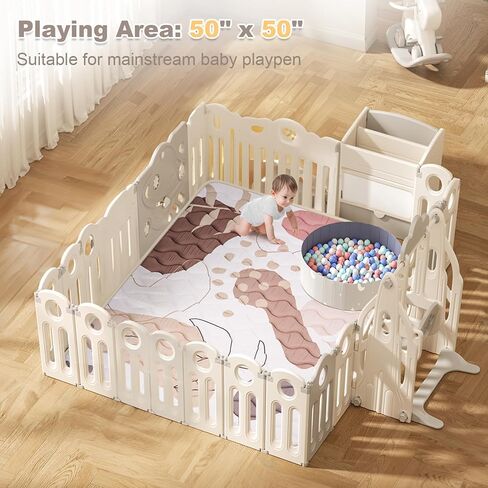 Baby Play Mat for Floor 50'' x 50'', Thicken Soft Padding Playmats for Playpen, Non Slip Baby Crawling Mat Foldable, Easy Care Machine Washable in Kuwait
