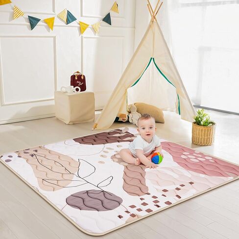 Baby Play Mat for Floor 50'' x 50'', Thicken Soft Padding Playmats for Playpen, Non Slip Baby Crawling Mat Foldable, Easy Care Machine Washable in Kuwait