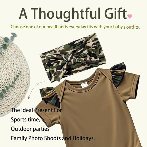 LemonSpce Handmade Baby Head wrap with Bows Stretchy Soft Infant Comfortable Baby Bow for Newborn girls and boys,Toddler-Leopard Camo Printed Hair Accessories in Saudi Arabia