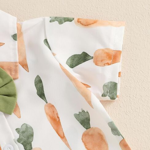 Baby Boy Easter Clothes Short Sleeve Carrot/Bunny Print Button Down Shirt Bermuda Shorts Kids Gentleman Outfit in Saudi Arabia