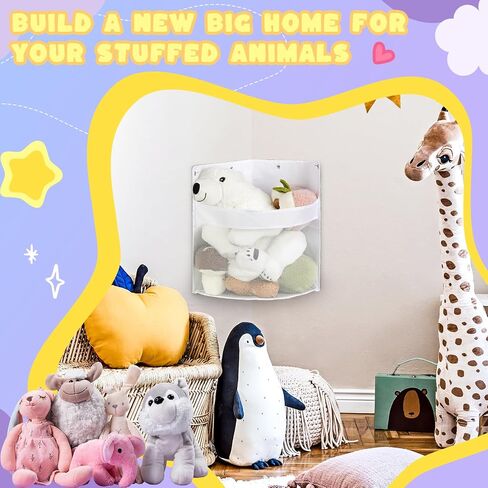 Stuffed Animal Storage, Stuffed Animal Hammock Corner Toy Storage, Large Wall Corner Stuffed Animal Organizer, Hanging Toy Storage Organizer for Cute Room, Bedroom Home Decor (White) in Saudi Arabia