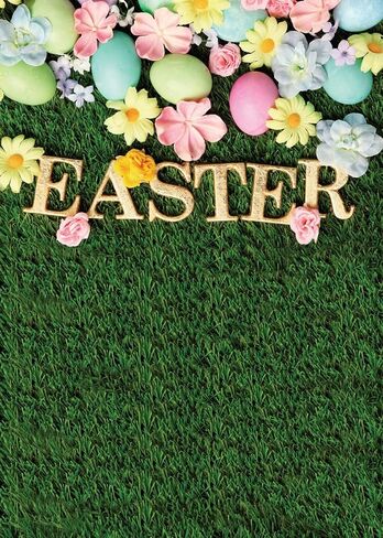 Sjoloon Happy Easter Photiter Backdrops Natural Grass Green Flowers Photo Studio Background for Kids Spring Backdrop 10952 (5x7ft) in Kuwait