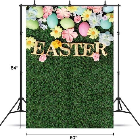 Sjoloon Happy Easter Photiter Backdrops Natural Grass Green Flowers Photo Studio Background for Kids Spring Backdrop 10952 (5x7ft) in Kuwait