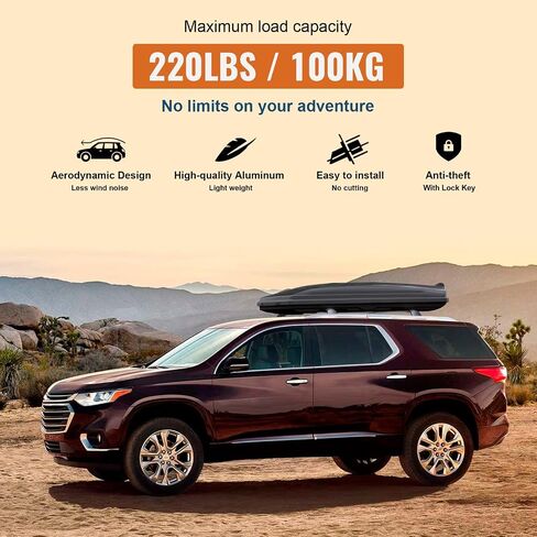 Wonderdriver Roof Rack Cross Bars Fit for Chevy Chevrolet Bolt EUV 2022 2023 2024 Bolt-EUV, Heavy Duty 220lb Aluminum Crossbar Racks Rail Rooftop Carrier Canoe Kayak Bike Cargo Luggage Black in Saudi Arabia