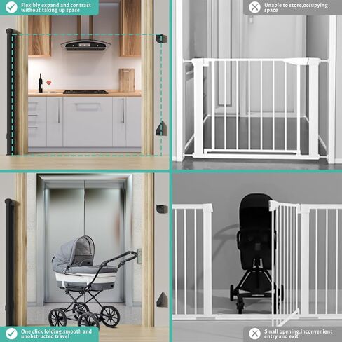 Retractable Baby Gate, Pet Gate for Stairs, Mesh Dog Gate for Doorways, Safety Locking Gates for Baby Indoor, Stair Gate for Outdoor, Hallways, Doorways (Black, 70 inch) in Kuwait
