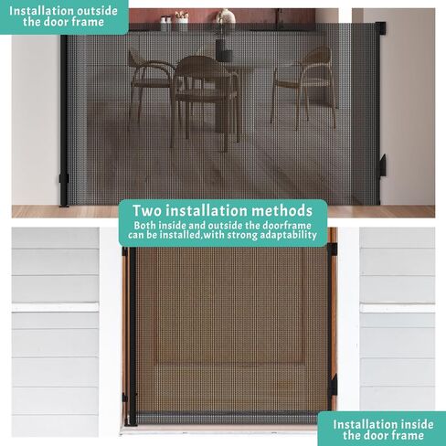Retractable Baby Gate, Pet Gate for Stairs, Mesh Dog Gate for Doorways, Safety Locking Gates for Baby Indoor, Stair Gate for Outdoor, Hallways, Doorways (Black, 70 inch) in Kuwait