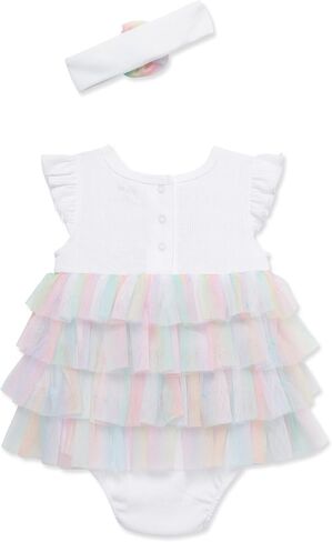 Little Me Baby Girls' Popover Bodysuit Dress and Headband Set, 3-12 Months | Cute and Comfy Summer Outfits in Saudi Arabia
