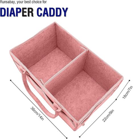 منظم Caddy Runsabay-Diaper لمحطة الحفاضات ، هدية رائعة لأساسيات الأطفال حديثي الولادة ، يجب أن يكون الطفل المولود الجديد ، سلة سيارة للحفاضات والمناديل ، سلة أطفال مع مقابض (كاكي ، كبيرة) in Saudi Arabia