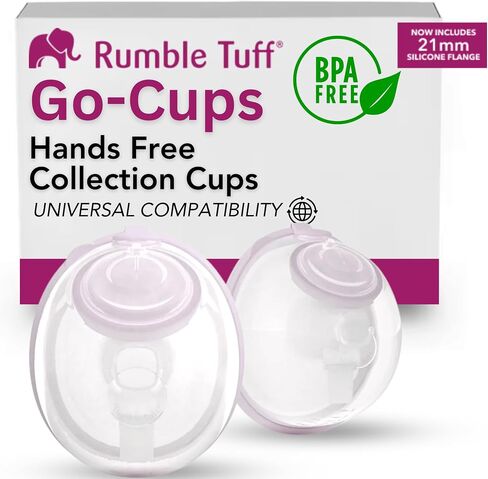 Go-Cups Wearable Hands-Free Collection Cups, 8oz Large Capacity, 4 Easy to Clean Parts - Include 21mm Inserts, Compatible with Most Electric Breast Pumps, (1 Box of 2 Cups) in Saudi Arabia