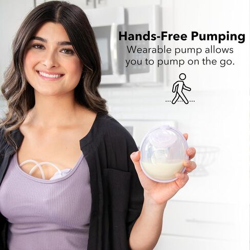 Go-Cups Wearable Hands-Free Collection Cups, 8oz Large Capacity, 4 Easy to Clean Parts - Include 21mm Inserts, Compatible with Most Electric Breast Pumps, (1 Box of 2 Cups) in Saudi Arabia