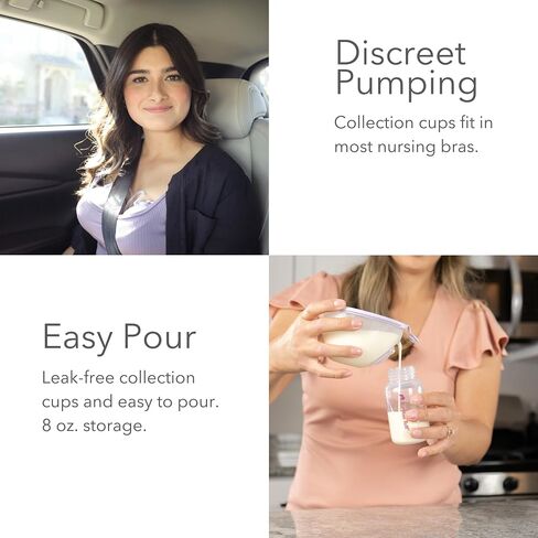 Go-Cups Wearable Hands-Free Collection Cups, 8oz Large Capacity, 4 Easy to Clean Parts - Include 21mm Inserts, Compatible with Most Electric Breast Pumps, (1 Box of 2 Cups) in Saudi Arabia