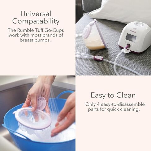 Go-Cups Wearable Hands-Free Collection Cups, 8oz Large Capacity, 4 Easy to Clean Parts - Include 21mm Inserts, Compatible with Most Electric Breast Pumps, (1 Box of 2 Cups) in Saudi Arabia