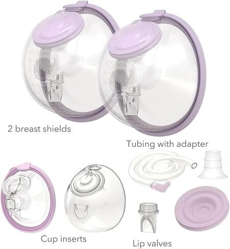 Go-Cups Wearable Hands-Free Collection Cups, 8oz Large Capacity, 4 Easy to Clean Parts - Include 21mm Inserts, Compatible with Most Electric Breast Pumps, (1 Box of 2 Cups) in Saudi Arabia