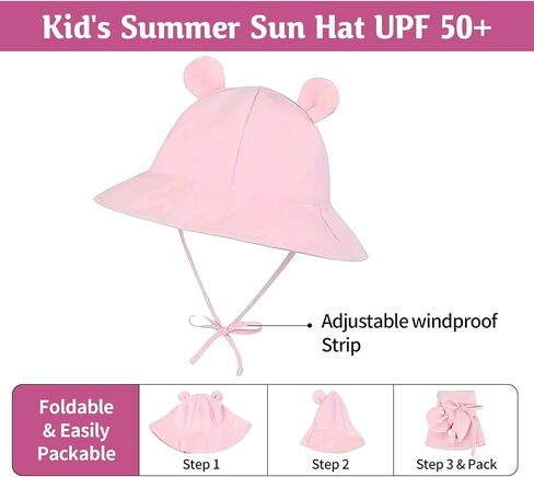 Baby Toddler Bucket Hats Infants Sun Protection Hats for Kids Girls Summer Cap Wide Brim Beach Hats in Kuwait