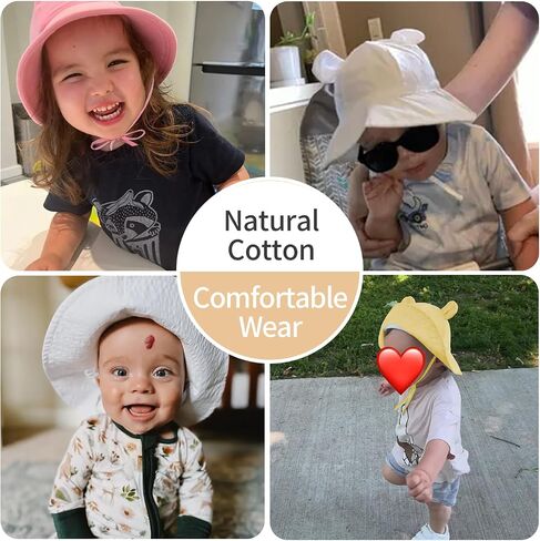 Baby Toddler Bucket Hats Infants Sun Protection Hats for Kids Girls Summer Cap Wide Brim Beach Hats in Kuwait