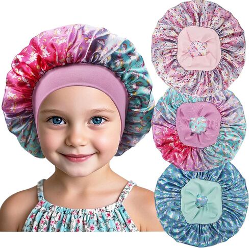 3 PCS Kids Bonnets for Girls,Silk Bonnet for Kids Sleeping Toddler Bonnet in Saudi Arabia