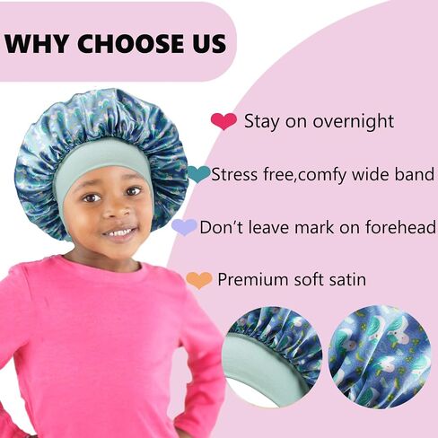 3 PCS Kids Bonnets for Girls,Silk Bonnet for Kids Sleeping Toddler Bonnet in Saudi Arabia