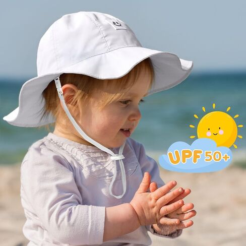 Baby Sun Hat with UPF 50+ Sun Protection Toddler Sun Hat Summer Beach Bucket Hats with Wide Brim Age 0-24 Months in Saudi Arabia