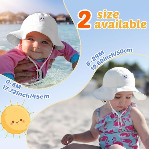 Baby Sun Hat with UPF 50+ Sun Protection Toddler Sun Hat Summer Beach Bucket Hats with Wide Brim Age 0-24 Months in Saudi Arabia
