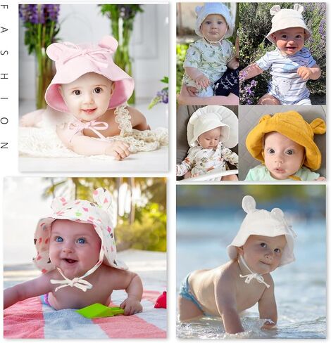 Baby Summer Sun Hat Infant Boys Girls Outdoor Breathable Hat Toddler Medical Cotton Yarn Bucket Hats in Saudi Arabia