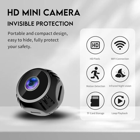 Hidden Camera,Mini Spy Camera, Nanny cam Hidden Camera, Magnetic Miniguard Cam, Night Vision AI Motion Detection Alerts for Home Security in Saudi Arabia