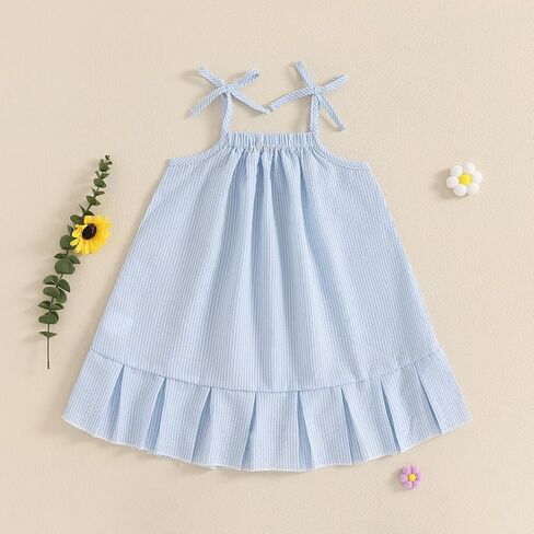 Toddler Baby Girls Dress Sleeveless Sundress Striped Halter Dresses Summer Princess Dress 6M-4T in Saudi Arabia