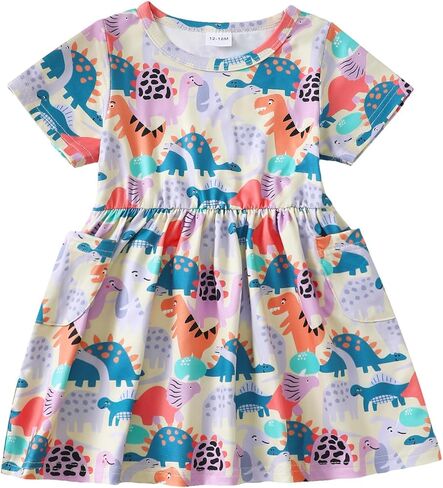 Baby Toddler Girl Dress Little Girls Clothes Short Sleeve Ruffle Sundress Casual Boho Summer Spring Dresses for Girl in Kuwait